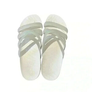 CROCS White Splash Glossy Strappy Sandal Size 9